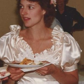 My wedding, wearing lavalier