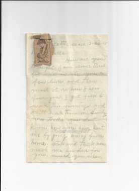 butterfield_letter to lalla_20 Mar 1915 (4)_page one_tiny newsprint down